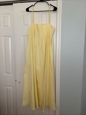 Yellow Maxi Sundress with Smocked Bodice